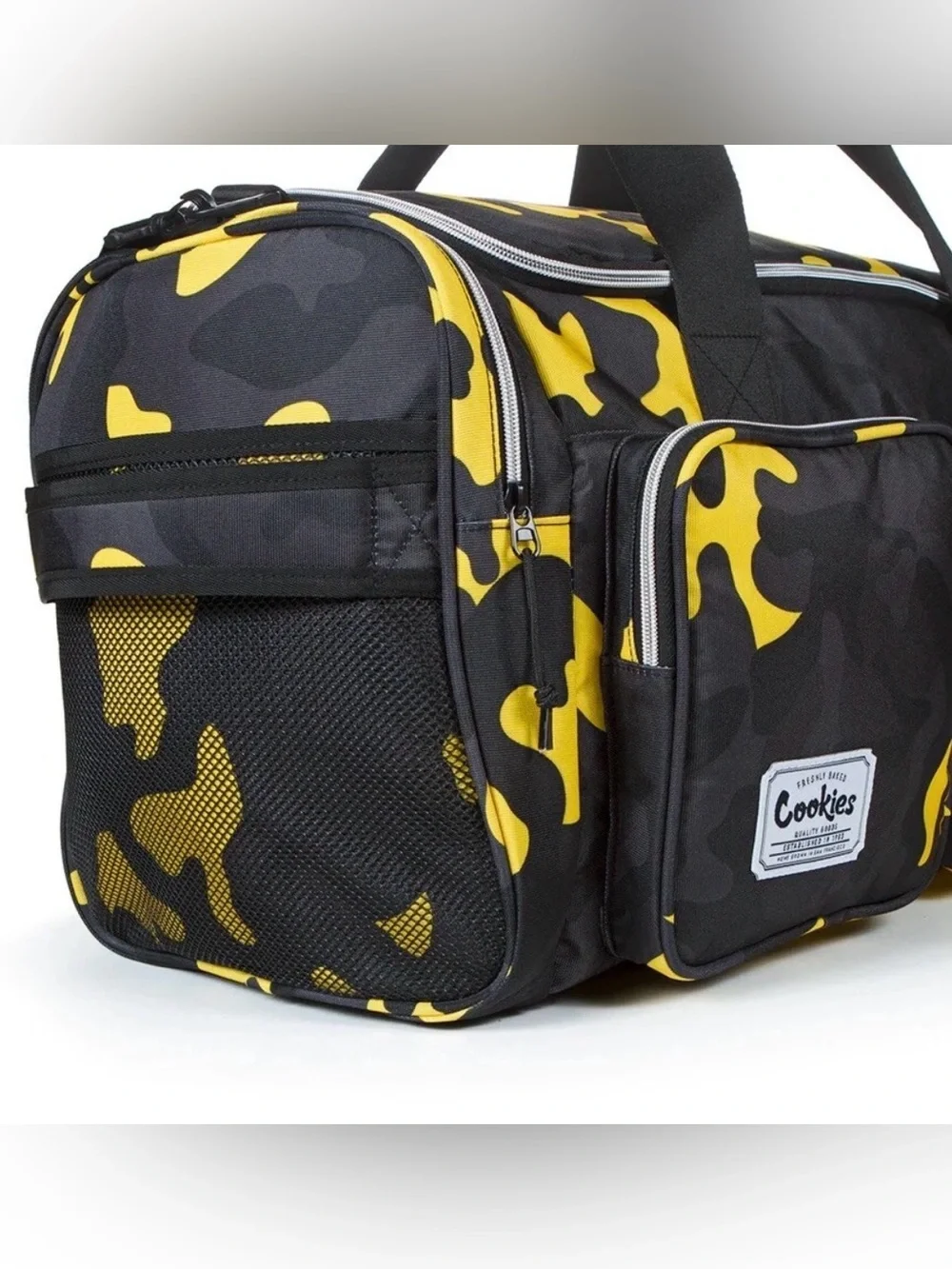Cookies Heritage Smell Proof Duffle Bag 48L Yellow Camo Travel Gym NWT